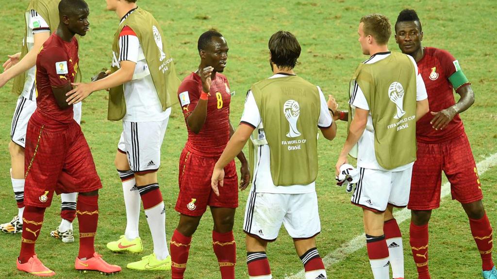 Ghana and German players at full time following their match betwen the two nations