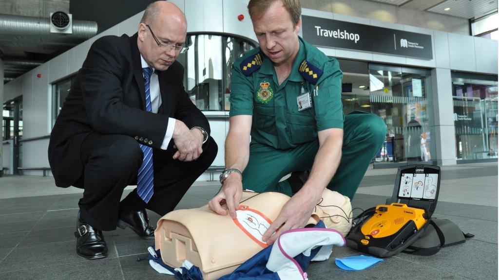 Defibrillator at bus station