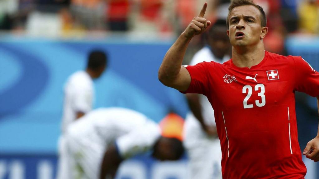 Switzerland's Xherdan Shaqiri celebrates