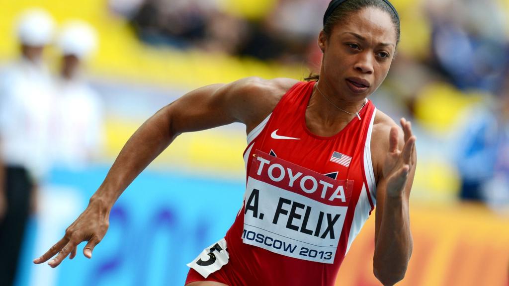 Allyson Felix running the 200m