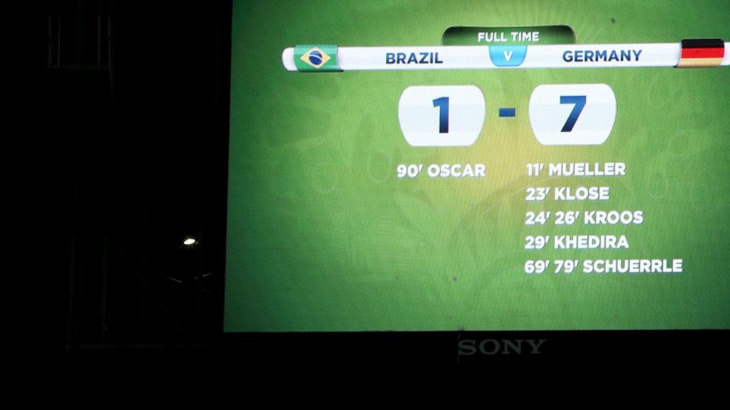 Scoreboard of Brazil 1-7 Germany