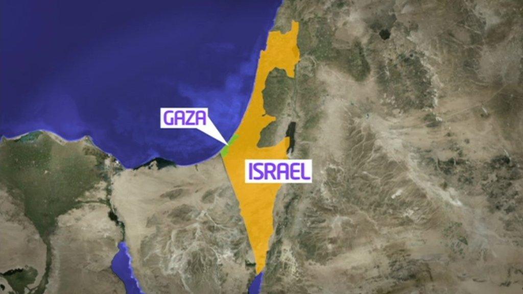 Map showing Israel and the Gaza Strip