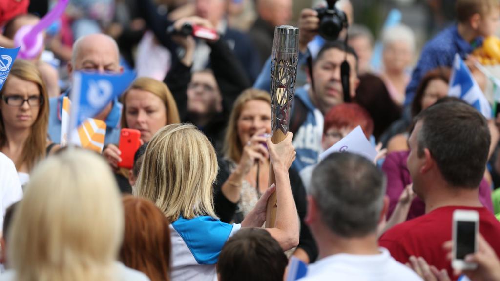 Claire Grogan with baton