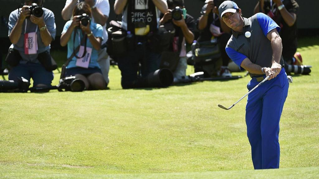 Rory McIlroy in action at the Open