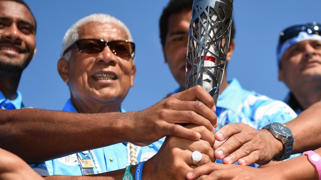 Team Fiji with the baton