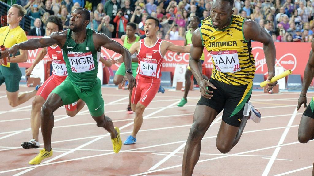 Bolt competes at the Glasgow 2014