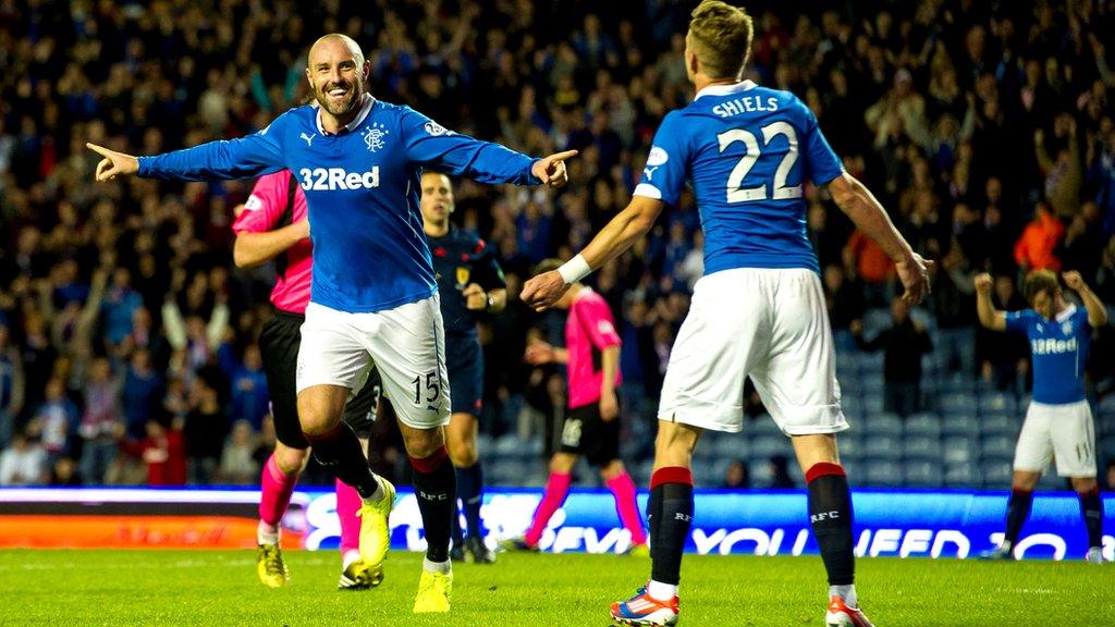 Kris Boyd celebrates scoring his hat-trick