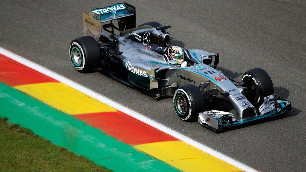 Lewis Hamilton was fastest in second practice for the Belgian Grand Prix at Spa