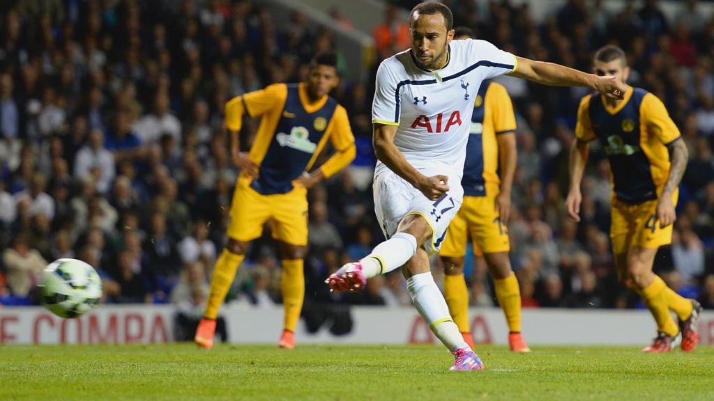 Andros Townsend scores from the penalty spot to extend Tottenham's lead