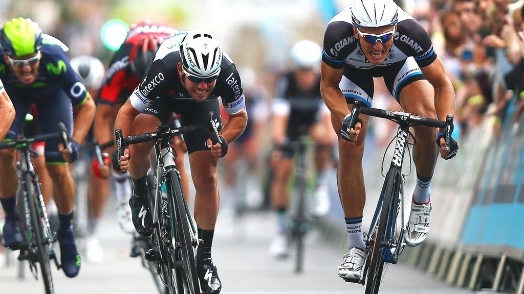 Marcel Kittel outsprints Mark Cavendish to win the final stage of the Tour of Britain