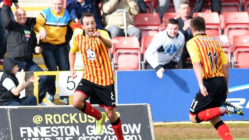 Stuart Bannigan celebrates scoring for Partick Thistle