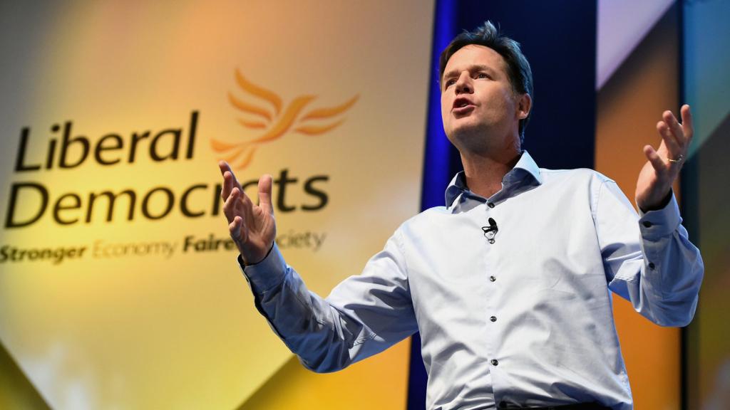 Nick Clegg at the Lib Dem conference on Saturday