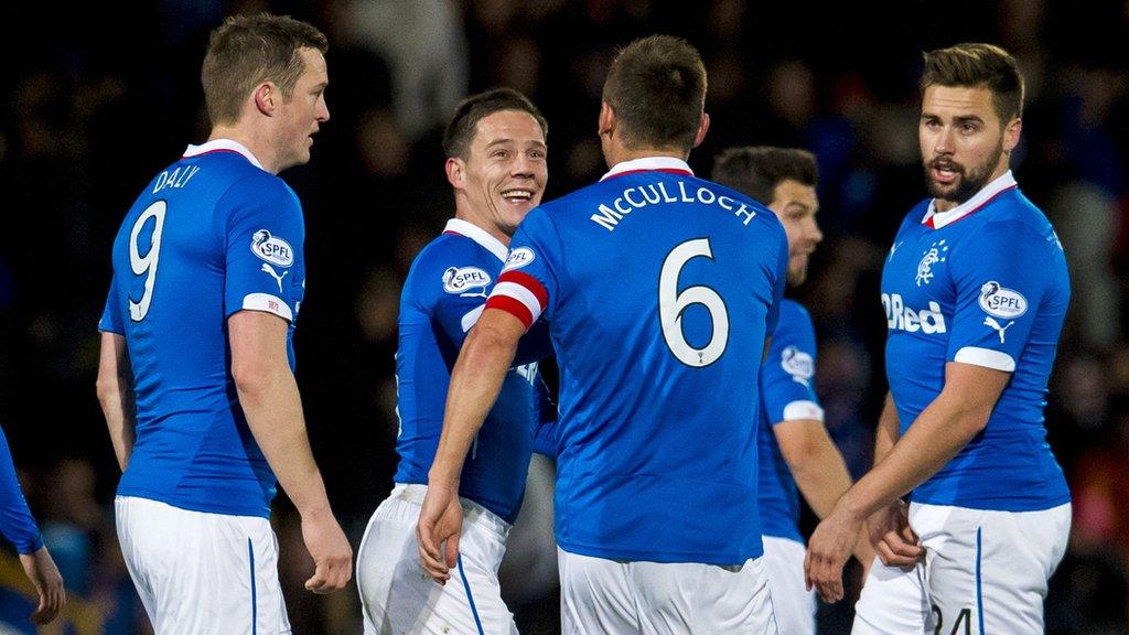 Rangers captain Lee McCulloch congratulates scorer Ian Black