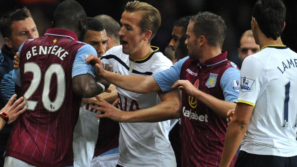 Aston Villa and Tottenham players