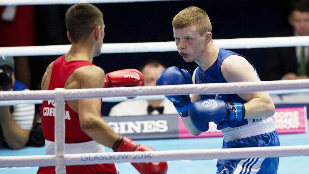 Scotland boxer Charlie Flynn on his way to beating Joseph Cordina at the Commonwealth Games in Glasgow