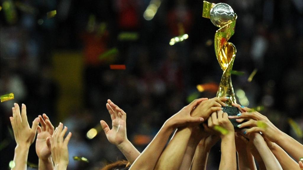 Women's World Cup trophy held aloft