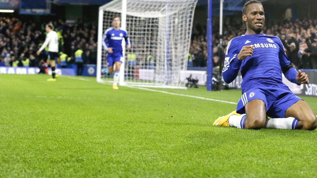 Dider Drogba celebrates after his goal