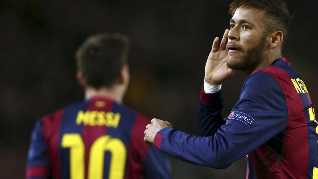 Neymar Jr celebrates for Barcelona