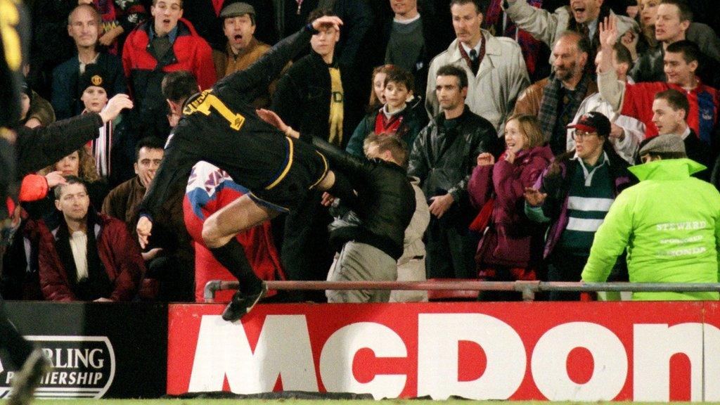 Eric Cantona kicks the Crystal Palace fan