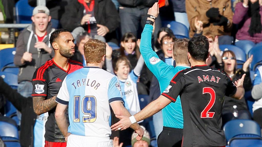 Swansea defender Kyle Bartley is sent off