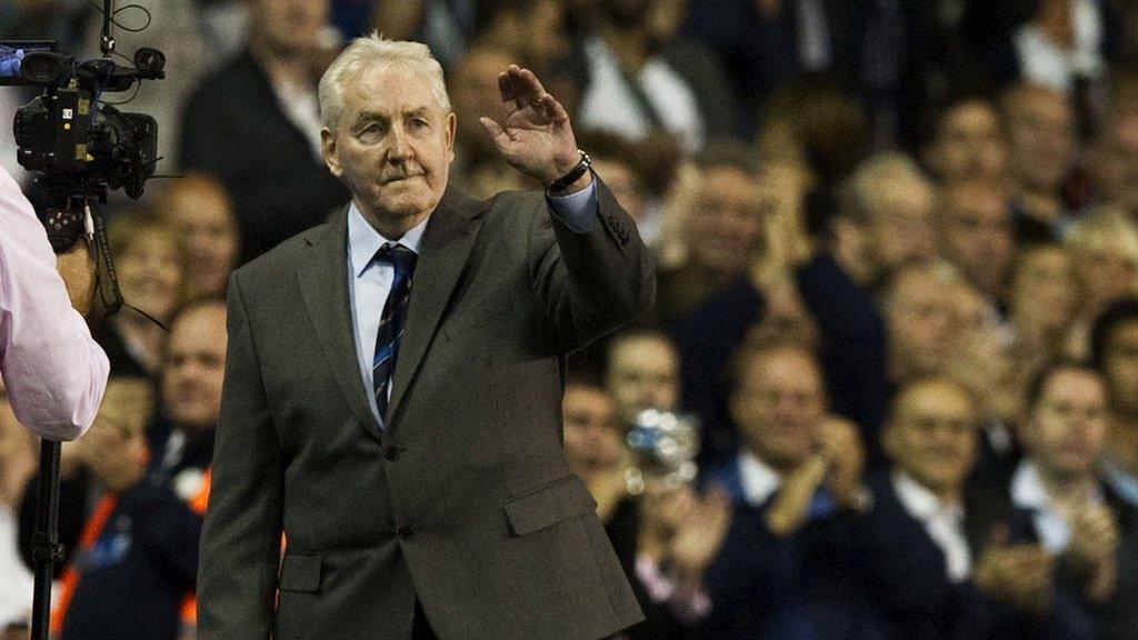 Dave Mackay takes the applause of fans at White Hart Lane when Hearts were the visitors in 2011