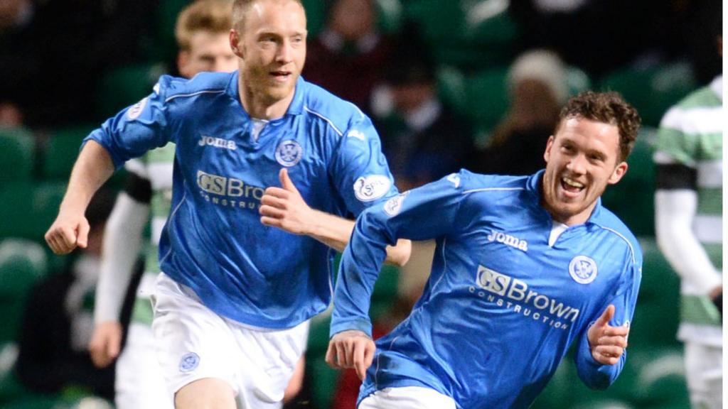 Danny Swanson celebrates scoring for St Johnstone