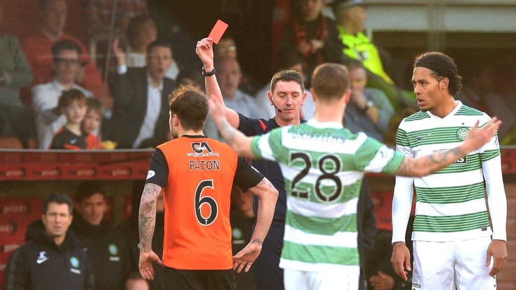 Craig Thomson sends off Paul Paton and Virgil Van Dijk