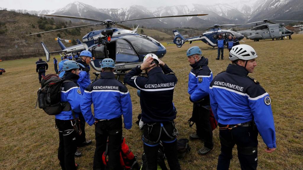 French Police and Gendarmerie Alpine rescue units near Seyne-les-Alpes, in the French Alps