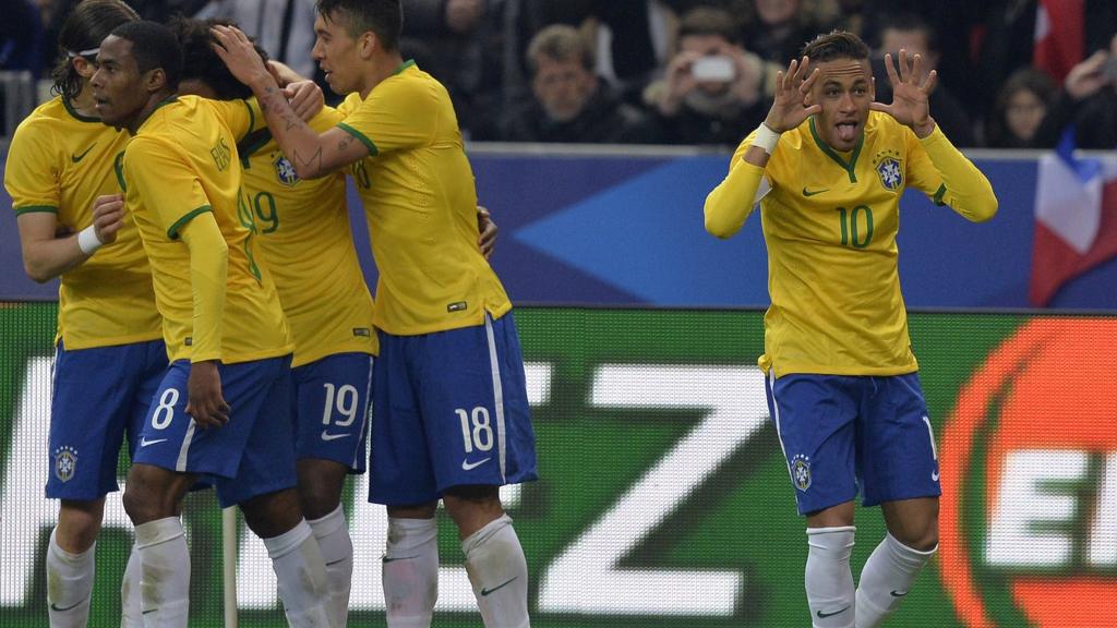 Neymar celebrates scoring