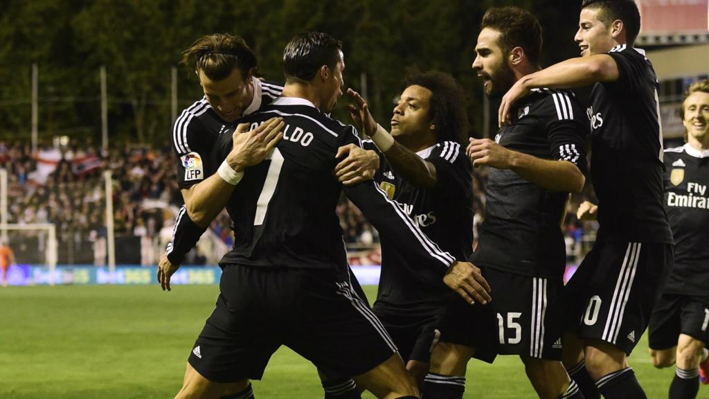 Real Madrid players celebrating