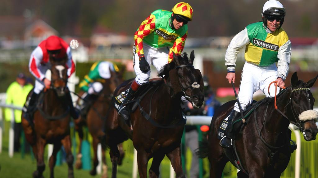 Leighton Aspell celebrates his Grand National win