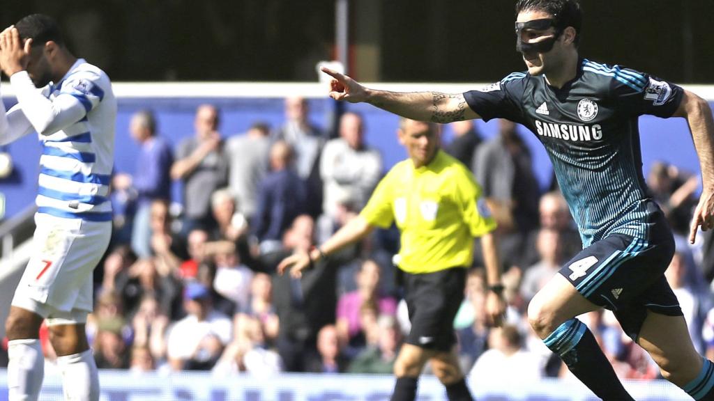 Cesc Fabregas celebrates his winning goal