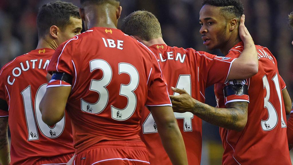 Raheem Sterling celebrates scoring