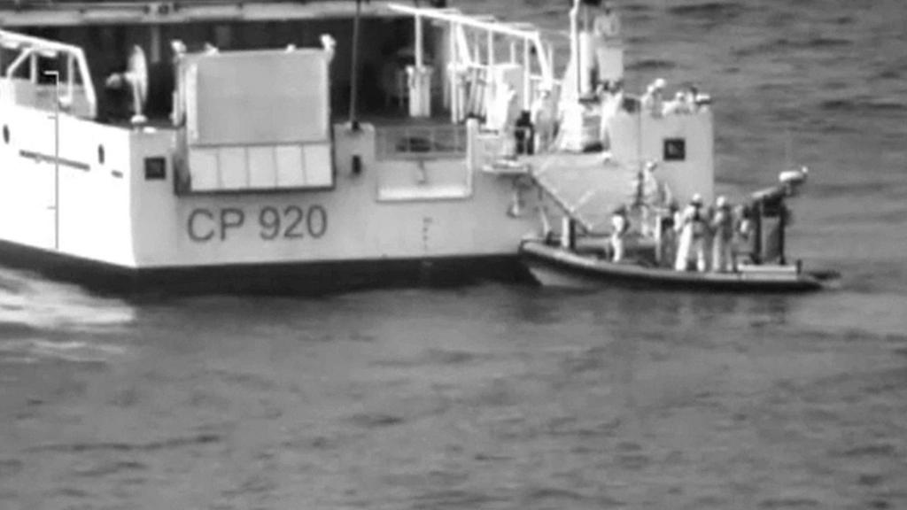 Hand out from Italian coastguard video showing Gregoretti ship on 19 April 2015