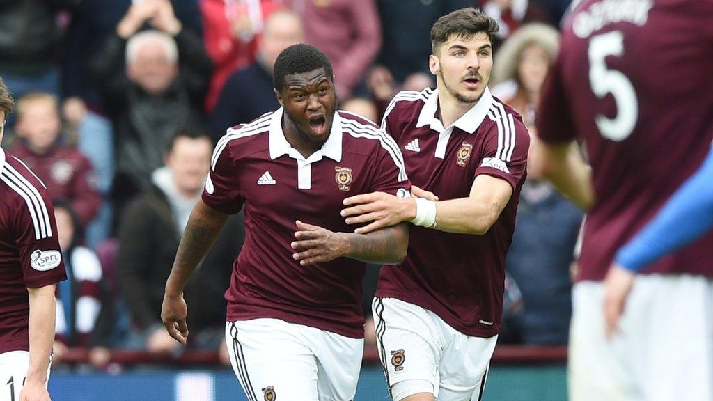 Genero Zeefuik is congratulated on his first goal by Callum Paterson