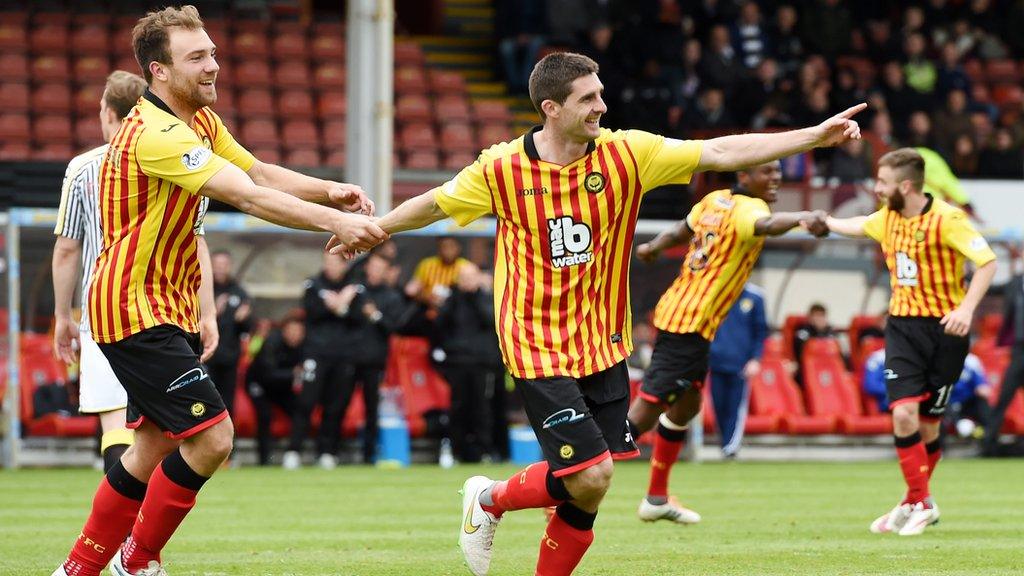 Partick Thistle's Kris Doolan (right) celebrates scoring his goal with his team-mate Conrad Balatoni