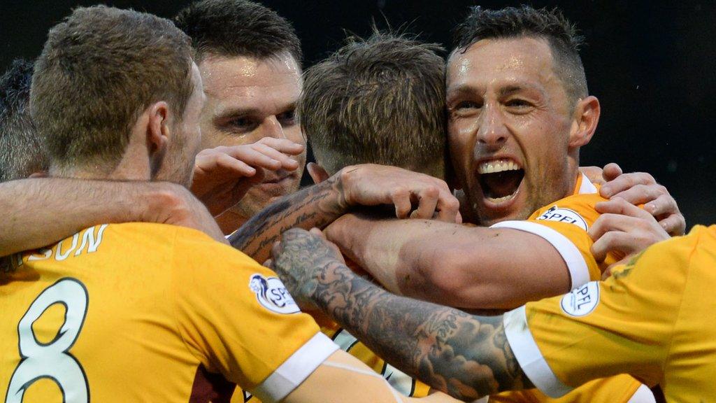 Motherwell celebrate Scott McDonald's goal