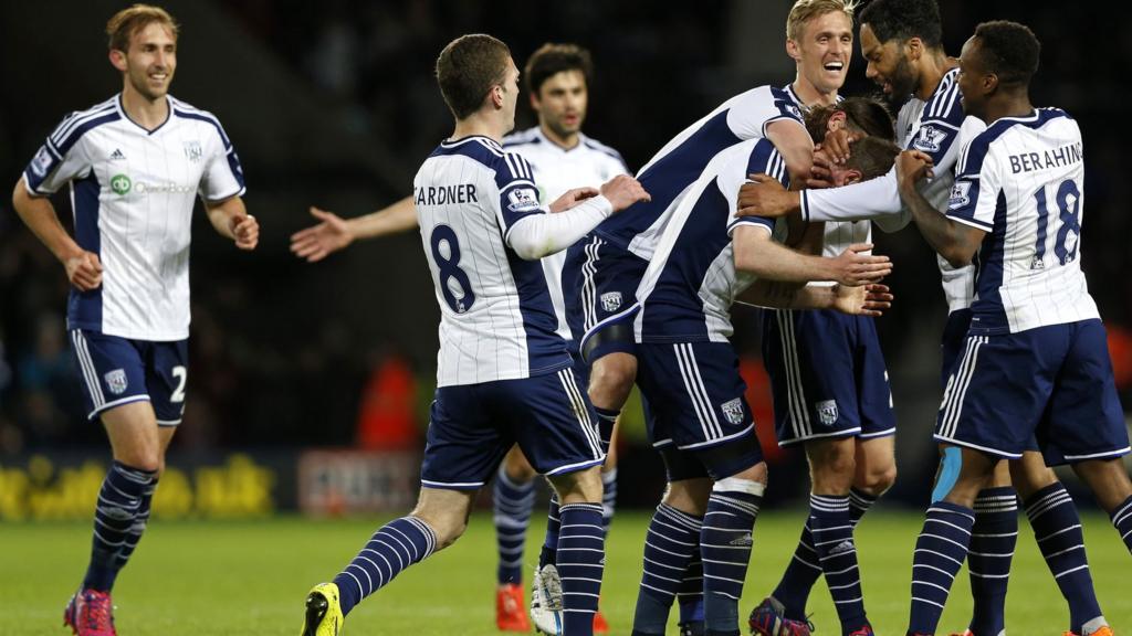 West Brom players celebrate