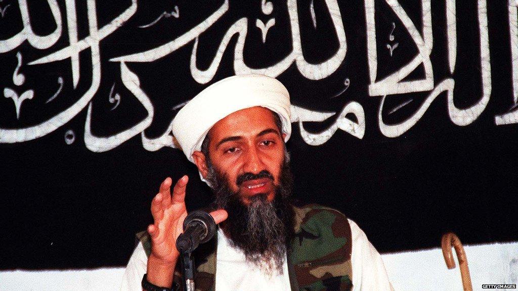 This undated file picture shows Saudi dissident Osama bin Ladin speaking at an undisclosed place inside Afghanistan.