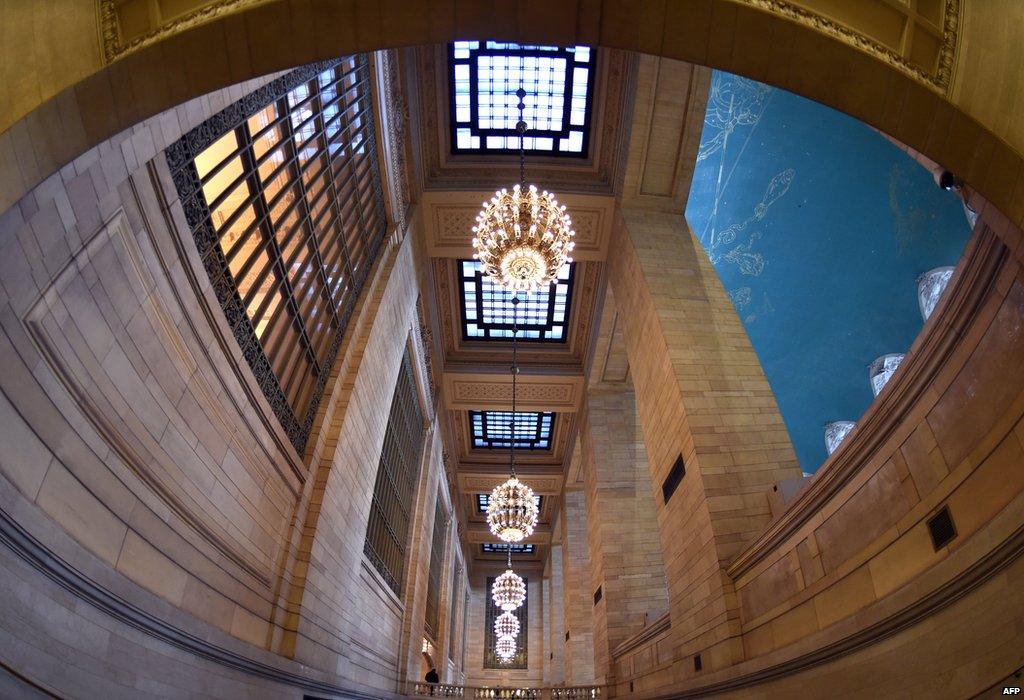 A wide angle view of the walkway in the main concorse of Grand Central Terminal is captured on March 12, 2015 in New York.