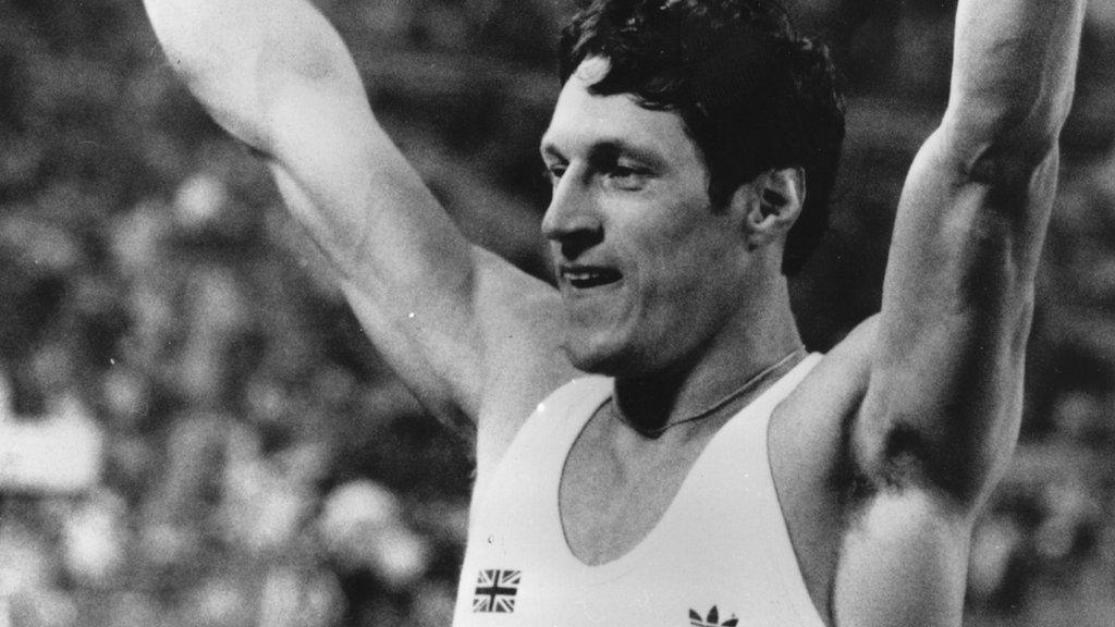 Allan Wells celebrates winning the Olympic gold medal in Moscow