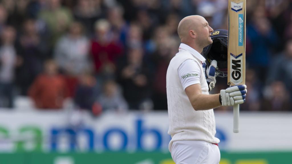 Adam Lyth celebrates his century