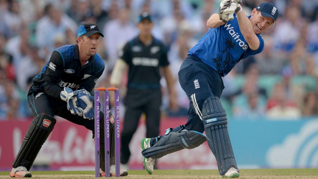Eoin Morgan plays a shot