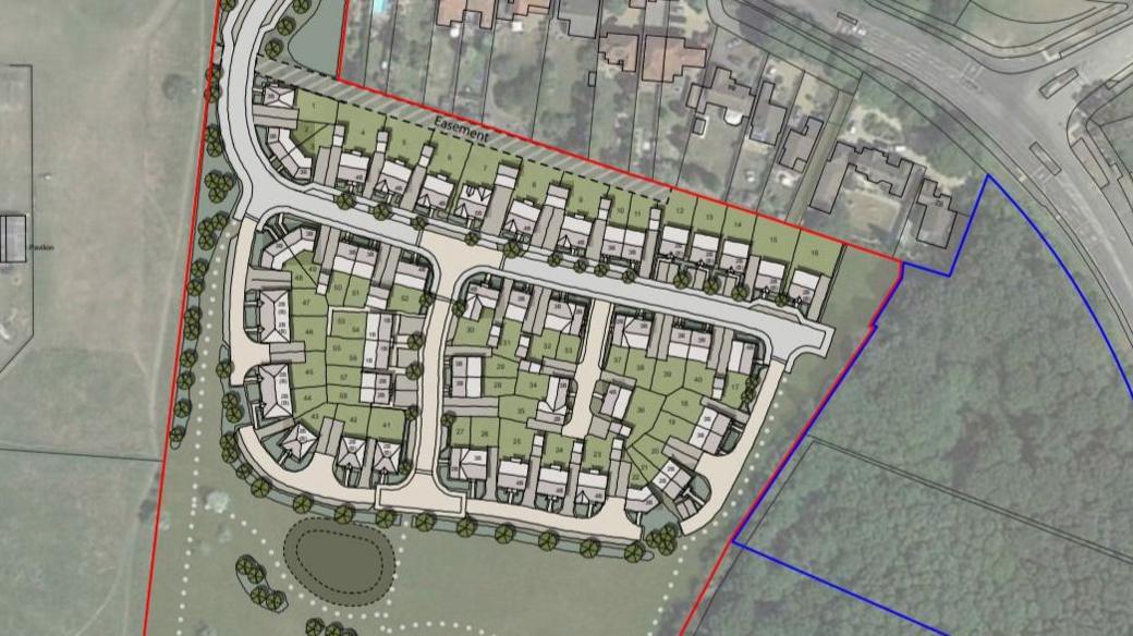 An overview of the plan shows how the proposed estate would be laid out on green space off Barton Road.