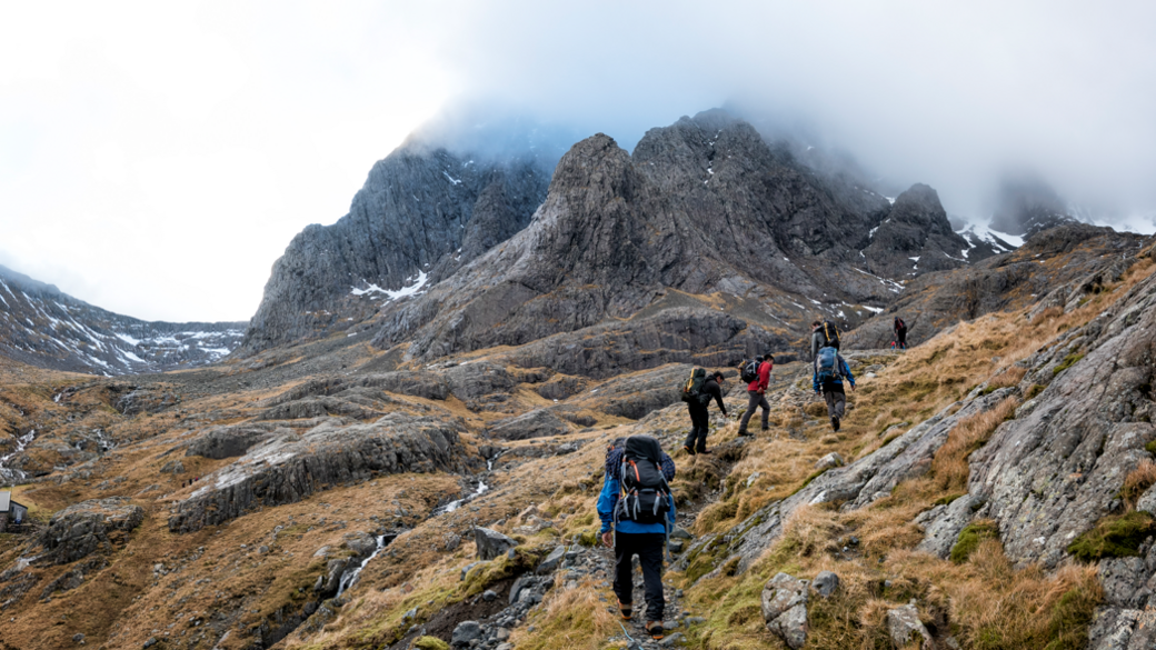 Hikers walking on Ben Nevis