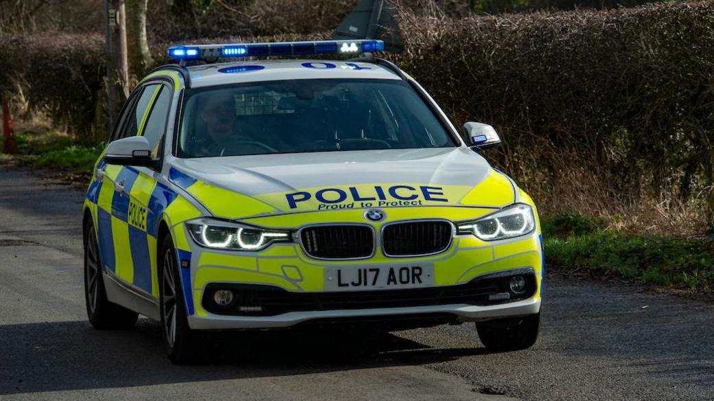 Front view of a Northumbria Police vehicle