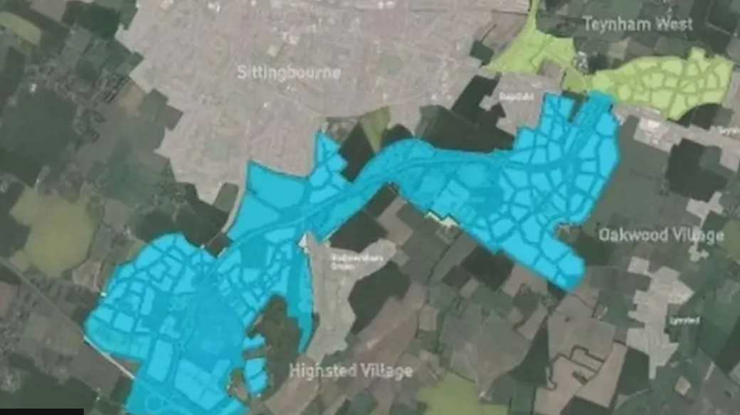 An aerial view image shows the land set out for the development of Highstead Park.