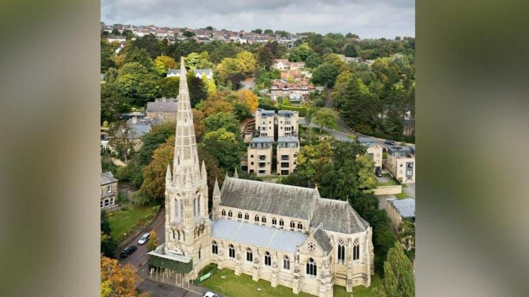 Church of St John the Evangelist, Ranmoor, Sheffield, seen from above