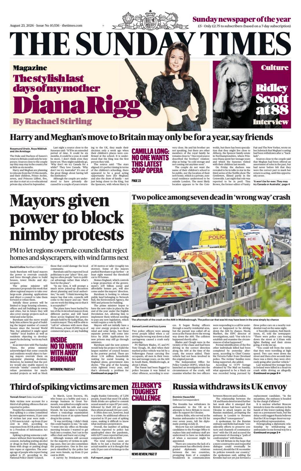 "Mayors given power to block nimby protests" reads the headline on the front page of the Sunday Times.