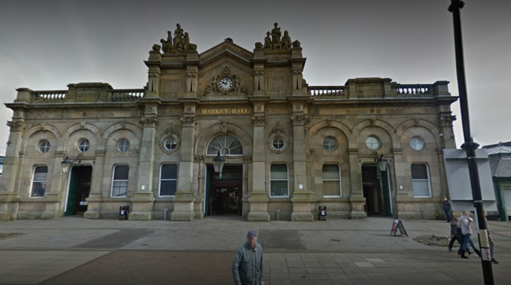 An exterior shot of Accrington Market Hall